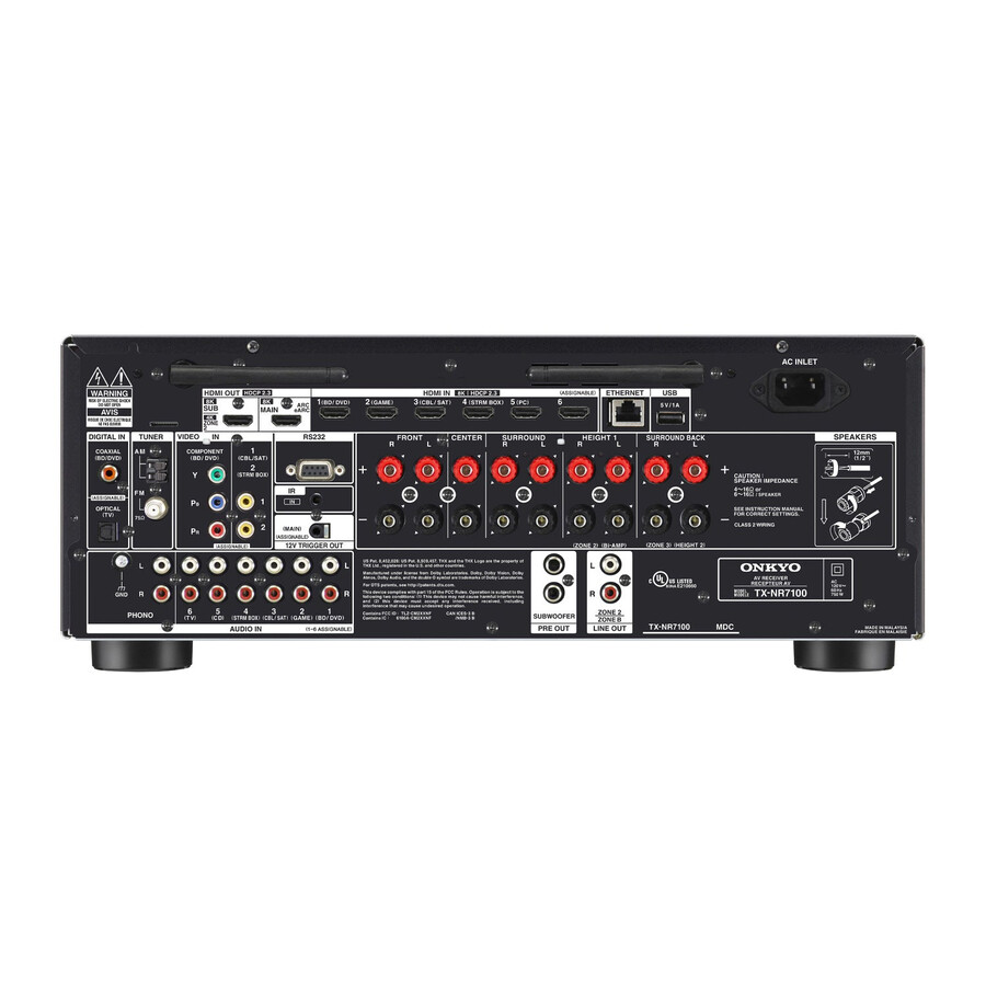 receptor av onkyo tx-nr7100 de 9.2 canales con certificación thx